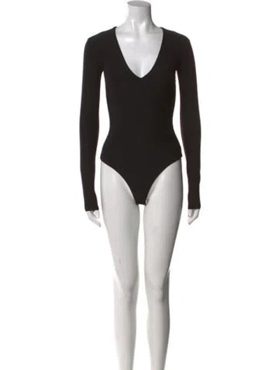 Pre-owned Alix Of Bohemia V-neck Long Sleeve Bodysuit In Black