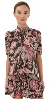 Alix Of Bohemia Winn Ruffled Floral-print Cotton-voile Shirt In Brown