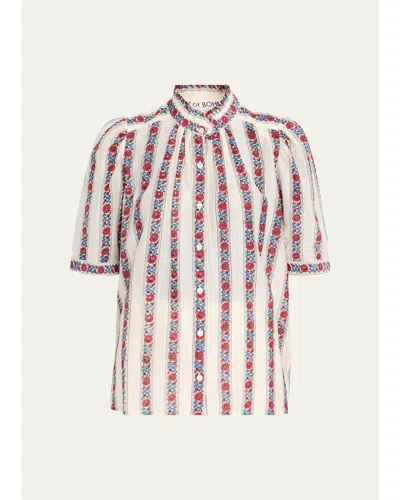 Alix Of Bohemia Winnie Roseband Puff-sleeve Blouse In Multi
