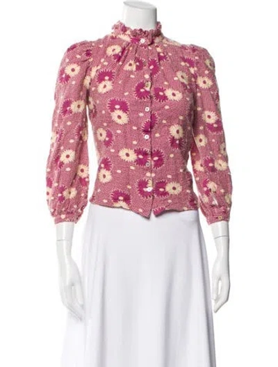 Pre-owned Alix Of Bohemia Wool Floral Print Blouse In Pink