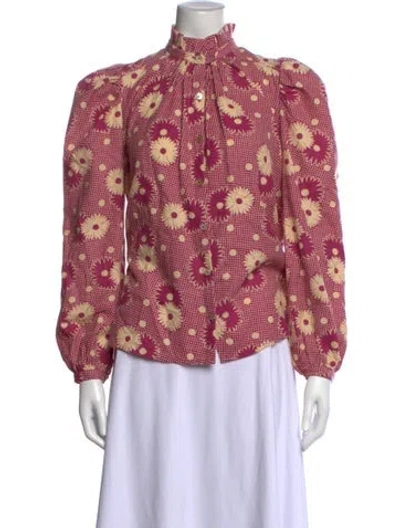 Pre-owned Alix Of Bohemia Wool Floral Print Blouse In Pink