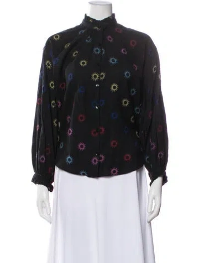 Pre-owned Alix Of Bohemia Wool Graphic Print Blouse In Gray