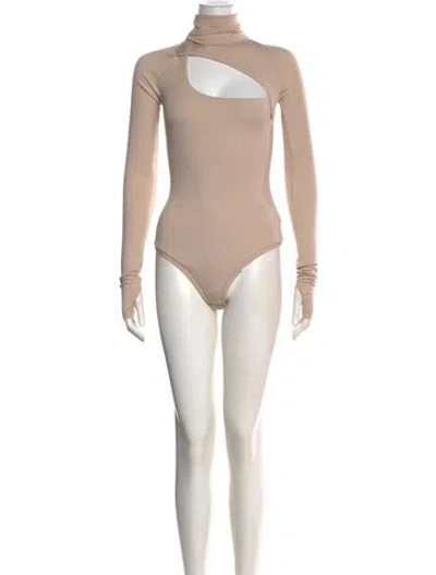 Pre-owned Alix Pinho Bateau Neckline Long Sleeve Bodysuit In Neutral