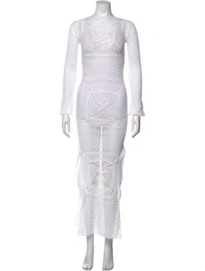 Pre-owned Alix Pinho Lace Pattern Long Dress W/ Tags In White