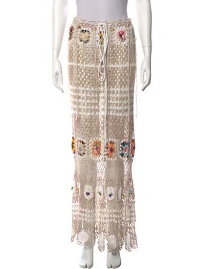 Pre-owned Alix Pinho Lace Pattern Long Skirt In Neutral