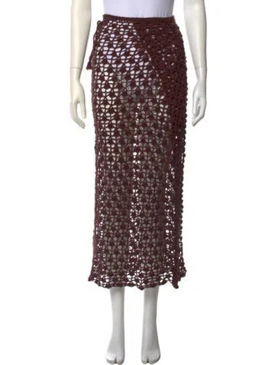 Pre-owned Alix Pinho Lace Pattern Midi Length Skirt In Brown