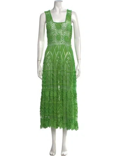 Pre-owned Alix Pinho Patterned Long Dress W/ Tags In Green