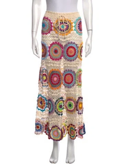 Pre-owned Alix Pinho Patterned Long Skirt In Multicolor