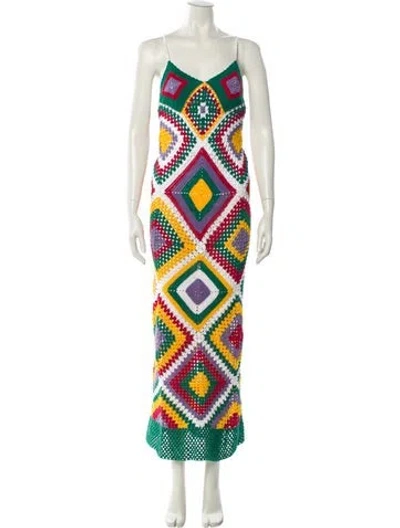 Pre-owned Alix Pinho Printed Long Dress In Multi