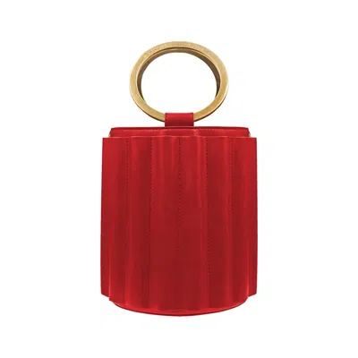 Alkeme Atelier Women's Water Metal Handle Bucket Bag - Red