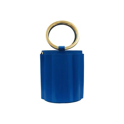 Alkeme Atelier Women's Water Metal Handle Small Bucket Bag - Royal Blue In Burgundy