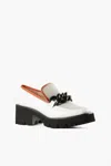 All Black Chunk Links Lady Lugg Loafer In Grey White In White