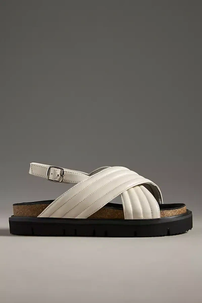 All Black Flat Lugg Cross Sandals In White