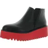 All Black Flatform Chelsea Womens Leather Slip On Ankle Boots In Multi