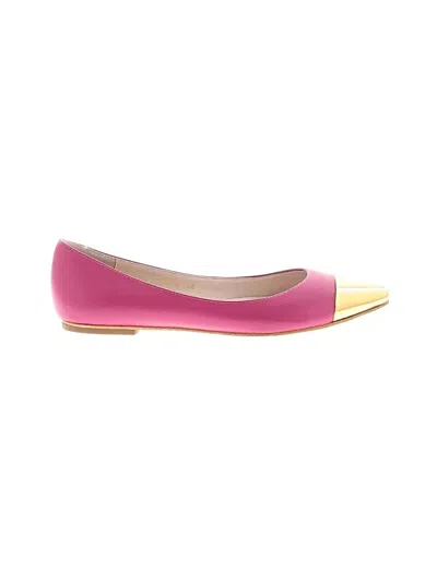 Pre-owned All Black Flats In Pink
