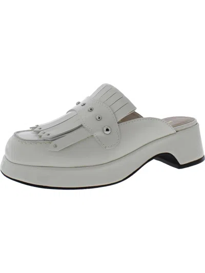 All Black Kiltie Stud Mule Womens Leather Casual Mules In White