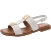All Black Womens Adjustable Padded Insole Slingback Sandals In White