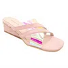 All Black Strappy Square Wedge In Pink In Pink