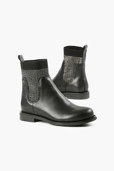 All Black Stud Sock Chelsea Boot In Black