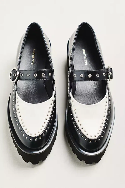 All Black Studded Mary Jane Platform Shoes In Black