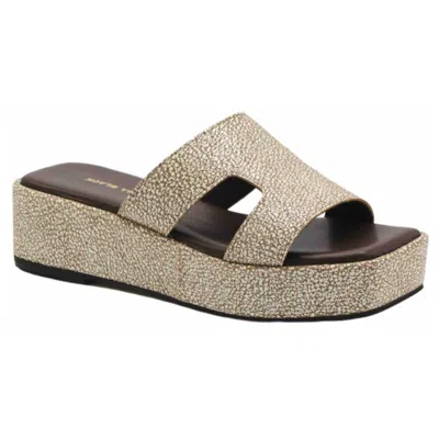 All Black Women's Blunt T Wedge Sandal In Warm Silver In Gold