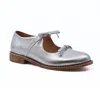 All Black Women Bow Bow Guy Flats In Silver In Silver