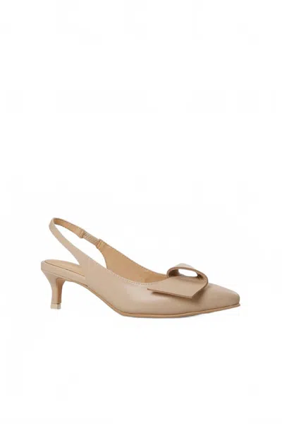 All Black Women's Flat Bow Kitten Heels In Beige In Brown