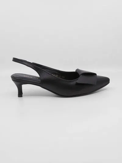 All Black Women's Flatbow Kitten Slingback Heel In Black