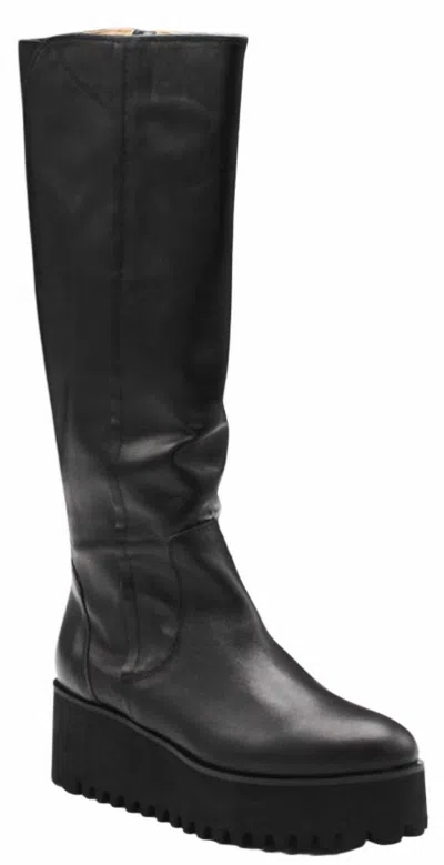 All Black Women Hi Stretch Flatform Boot In Black In Animal Print