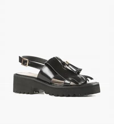 All Black Women's Kiltie Tassel Lugg Sandals In Black