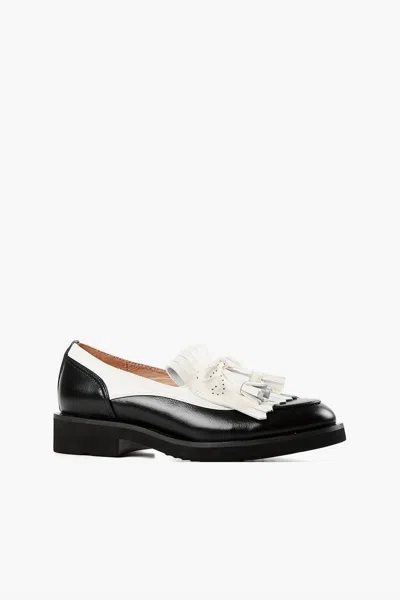 All Black Women's Kilty Guy Flats In Black/white In Multi