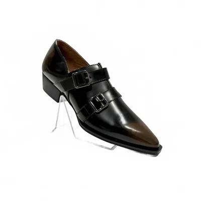 All Black Women's Monk Loafers In Coffee In Black