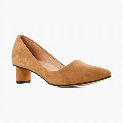 All Black Women's Oval Kitten Pump In Brown