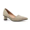 All Black Women Oval Kitten Pump In Gold In Gold