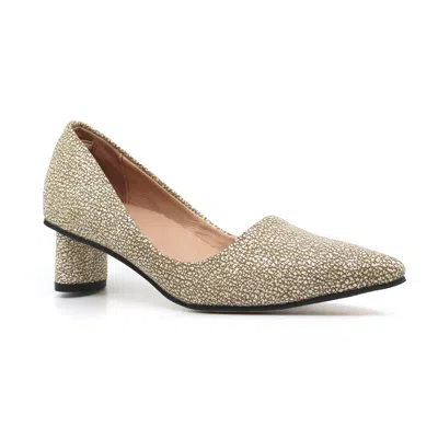 All Black Women Oval Kitten Pump In Gold