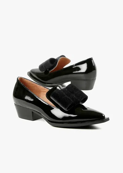 All Black Women's Patent & Bow Loafer In Black