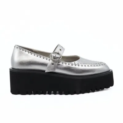 All Black Women's Pin Stud Mary Jane Shoes In Silver In Gray