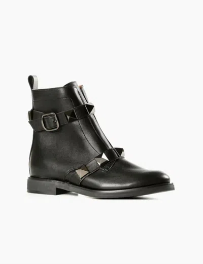 All Black Women's Pyramid Stud Boots In Navy In Black
