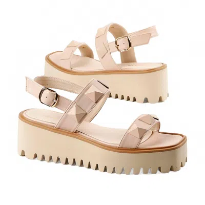 All Black Women's Pyramid Stud Flatform Sandal In Pink In Neutral