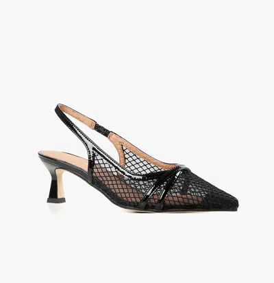 All Black Women's Sling Back Kitten Heel In Black