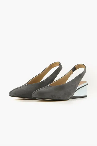 All Black Women's Square Sling Wedge In Grey & Blue In Gray