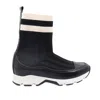 All Black Women's Stripey Sock Bootie In Black In Black