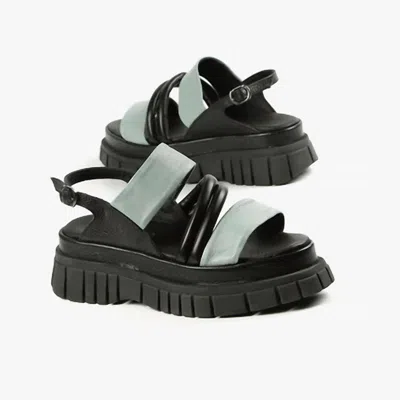 All Black Women's Tube And Band Lugg Sandals In Green/black