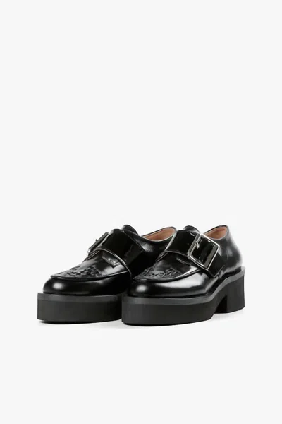 All Black Women's Woven Solid Luggs Shoes In Black Leather