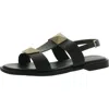 All Black Womens Adjustable Padded Insole Slingback Sandals In Black