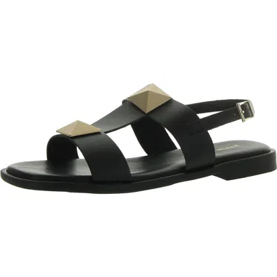 All Black Womens Adjustable Padded Insole Slingback Sandals In Black