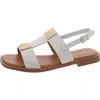 All Black Womens Adjustable Padded Insole Slingback Sandals In White