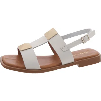 All Black Womens Adjustable Padded Insole Slingback Sandals In White