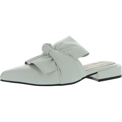 All Black Womens Leather Pointed Toe Mules In White