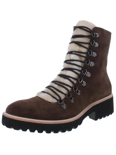 All Black Womens Suede Lace-up Combat Boots In Brown